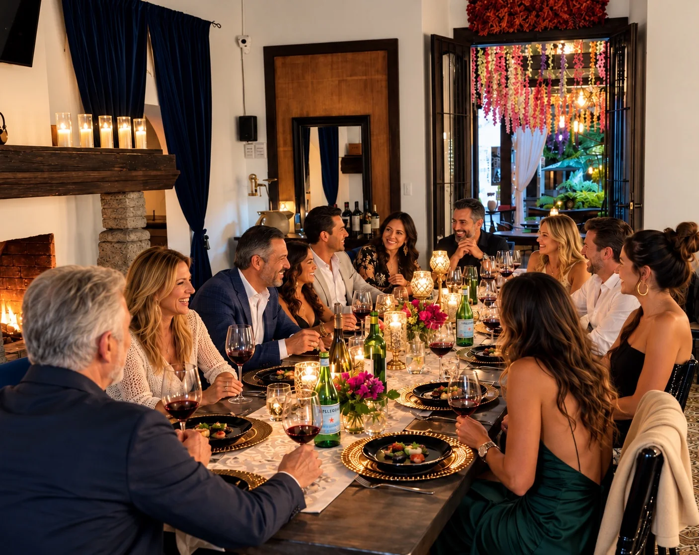Private celebration around a candlelit AQUA dining table