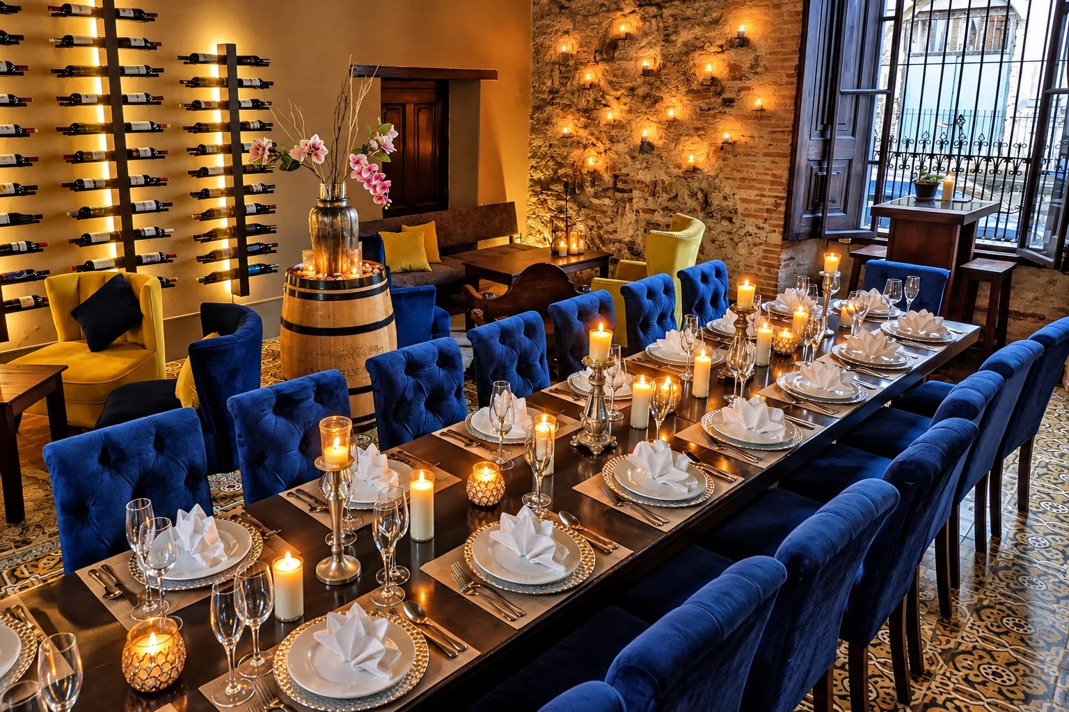 Elegant private dining in the AQUA wine lounge