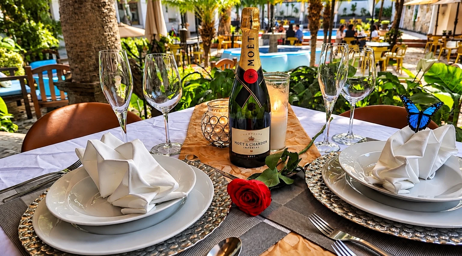 Elegant table setting at AQUA Antigua